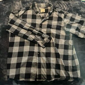 Classy RedHead Brand Co Grey Black Flannel Button Up Shirt Heavy Men's Size 2XL